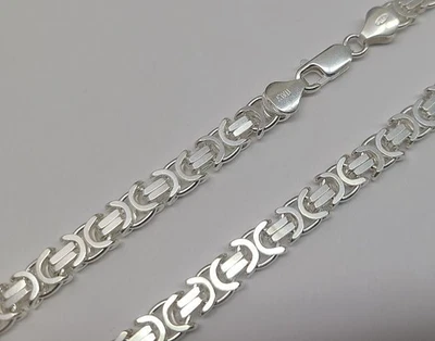 925 Пробы твердого плоский византийский цепочка ожерелье 7 мм 7» до 24» - Изображение 1 из 4