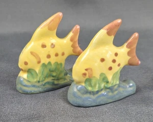Vintage Porcelain Yellow Fish Figurine Salt & Pepper Hand Mark 1945 no stoppers - Picture 1 of 17