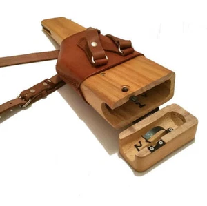 Stock German C96 Broomhandle Mauser Holster With Diagonal Leather Shoulder Strap - Picture 1 of 8
