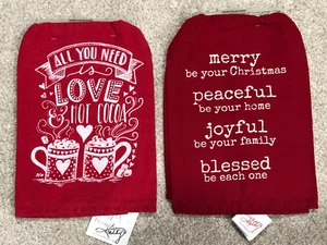 NEU Vintage Küche 2 Handtücher "All you need is Love & HotCocoa" "Merry Joyful"  - Bild 1 von 6
