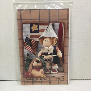 Patriotic Boy & Pup Pattern 17" Doll 8" Pup - Picture 1 of 4
