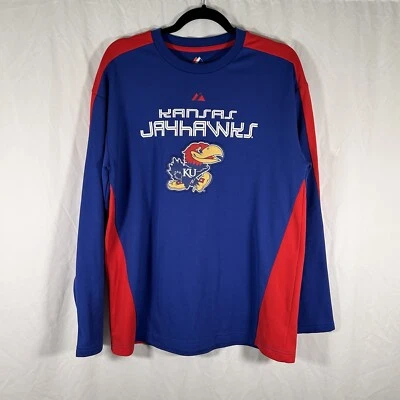 Suéter Kansas Jayhawks Para Hombre Mediano Azul Rojo Estampado Gráfico Manga Larga Cuello Redondo Foto 1 de 4