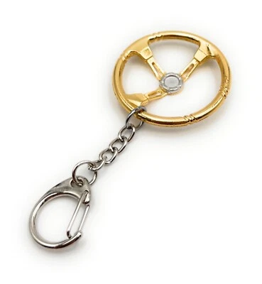 Steering Wheel Gold Car Tuning Key Ring Pendant Made of Metal Gold - Image 1 of 4