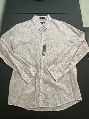NWT DKNY Medium Mens Pink Black Striped Lightweight Button Down Shirt Casual - Image 1 of 4
