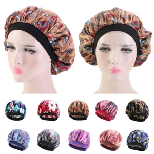 Satin Night Sleep Hat Women Chemo Cap Hair Care Bonnet Wide Band Turban Headwear - Picture 1 of 33