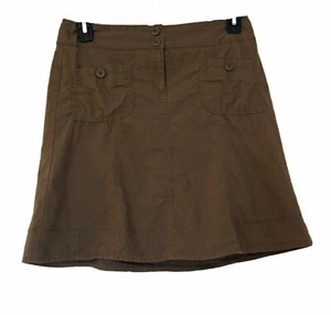 Brown SKIRT Size 4 S Ann Taylor LOFT Casual Pockets Cotton Short Stitching - Picture 1 of 7