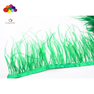 Good 1/5/10 meter Grass green Ostrich Feathers 8-15cm/3-6inch Fringe Ribbon Trim - Picture 1 of 8