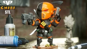Deathstroke Chibi Fan Art Hand Painted  3d Printed Action Figure Collectible Art - Picture 1 of 1