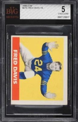 1948 Leaf Football Fred Davis #27A Yellow Background BGS 5 - Image 1 of 2