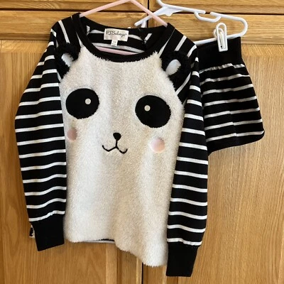 PJ Salvage Originals Pajama Sleep Set Girls 8 Small Panda Long Sleeve Comfort - Image 1 of 2