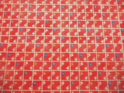 Cotton Fabric 1 Yard SALE Tiny Blue White Tea Cups Soft Dusty Orange RJR #PC Nov - Image 1 of 2