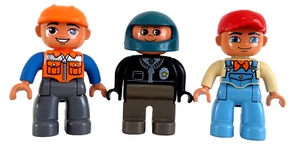 Lego Duplo Mini figures policeman Motor cycle and Man , boy 3x Lot - Picture 1 of 5