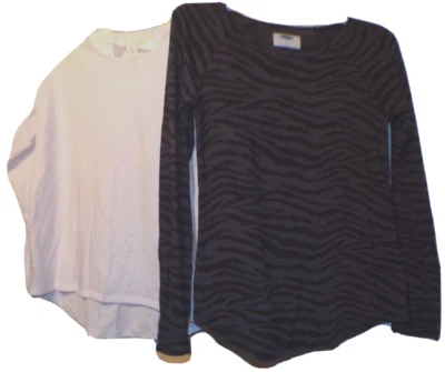 2 GIRL's XL 14/16 Old navy blouse tops white & charcoal leopard R1 - Image 1 of 4