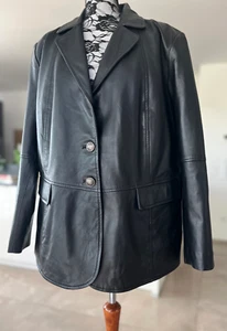 NUOVO! Giacca di pelle HEINE Reg. €219,- blazer in pelle di agnello 100% pelle blazer in pelle Witt - Foto 1 di 4