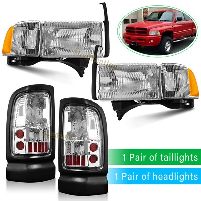 Juego de 4 luces traseras cromadas + faros 1994-2001 2002 Dodge RAM 1500 2500 3500 Foto 1 de 4