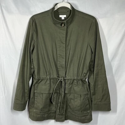 Chaqueta J. Jill XS Verde Oliva Militar Ligera Cinturón Safari/Tareas Abrigo Foto 1 de 4