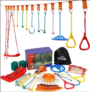 Ninja Warrior Obstacle Course for Kids 50ft Ninja Slackline 11 Accessoryies - Picture 1 of 6