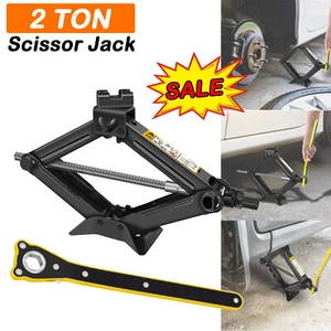 Herramienta de llave de rueda de manija de gato de tijera mejorada de 2 toneladas para automóvil SUV neumático de garaje EE. UU. - Imagen 1 de 13