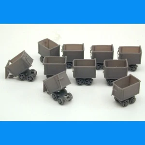 MINING CART (PUSH TYPE) HO Scale 1/87  Quantity 10  Gray color  Resin print. - Picture 1 of 4