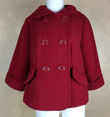 Abrigo Forever 21 Boutique Rojo Doble Pecho Forrado Polar Guisante Manga 3/4 Pequeño Foto 1 de 4