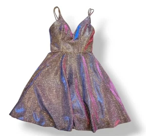 Xscape Mini Fit and Flare Spaghetti Glitter Metalic Dress Size 0 (XS) - Picture 1 of 5