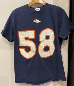 Majestic Denver Broncos Von Miller No 58 Jersey T-shirt Blue Mens Medium - Picture 1 of 5