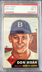 1953 TOPPS DON HOAK GRADED BASEBALL CARD #176 - PSA 7 NEAR MINT CONDITION! - Picture 1 of 2