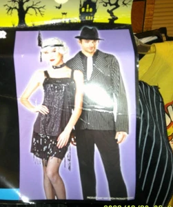 Mens 20s Gangster Costume Adult 1920 Pinstripe Suit Halloween COSTUME OSFM - Picture 1 of 4