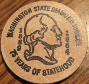 1964 Washington State Diamond Jubilee Wooden Nickel Token - WA Wash. - Bild 1 von 2