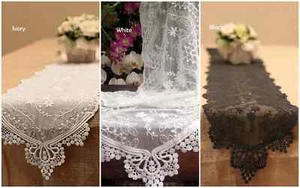Vintage wedding Lace Table Runner & Chair Sash 12 x 74 inches - Choose Colors - Picture 1 of 4