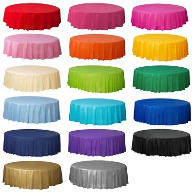 Round Solid Colour Plastic Table Covers Cloth Tablecloth Wedding Birthday Party - image 1 of 2