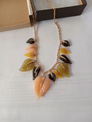 Banana Republic Leaf Necklace w/ CZ and Resin New In Box  - Image 1 of 4