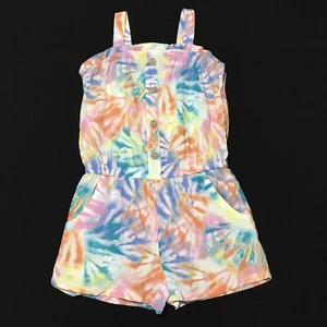 Cat & Jack Girl's Size XS (4/5) Rainbow Tie Dye Pocket Sleeveless Romper Shorts - Picture 1 of 9