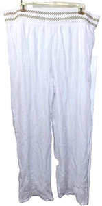JM Collection Hose Damen XL weiß Harem gesmokte Taille weites Bein Versand aus USA - Bild 1 von 7