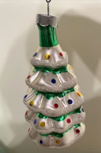 Vintage Rauch USA mundgeblasenes Glas Baumform Weihnachtsschmuck 4" hoch - Bild 1 von 4