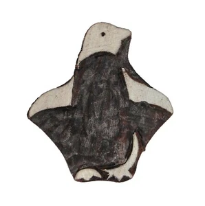 Penguin Stamp 6 x 6.5cm Indian Hand Carved Wooden Printing Block - Picture 1 of 3