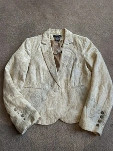 Vintage George Designs by Mark Eisen Womens Blazer Size 10 White Gold Floral - Picture 1 of 10