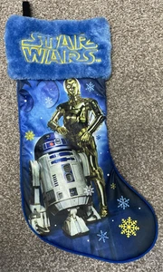 Star Wars Weihnachtsstrumpf R2-D2 C-3PO blau Fleece 17 cm - Bild 1 von 7
