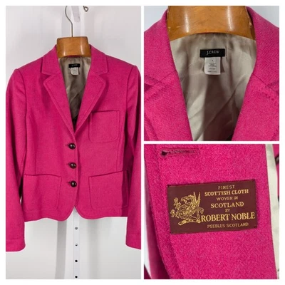 Chaqueta Blazer J.Crew Robert Noble Lana Rosa Tweed Recortada Para Mujer 8 Invierno 2005 Foto 1 de 4