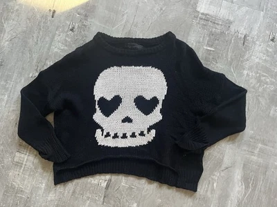 Vintage Havana Skull Sweater Halloween Womens Small Black /white - Image 1 of 4