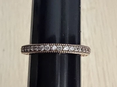 Pandora Ale Corazones Circonita cúbica Anillo de Eternidad Talla 4.5 Chapado en Oro Rosa Plata Foto 1 de 4