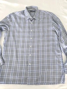 Camisa de vestir Canali Italy XL para hombre con botones manga larga cuello azul cuadros  - Imagen 1 de 12