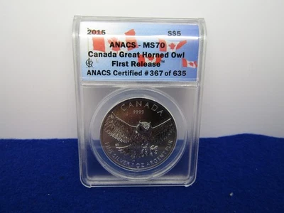 2015 S$5 MS70 Canada Great Horned Owl First Release - Image 1 of 2