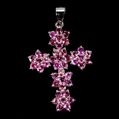 925 Sterling Silver Pendant Round Rhodolite Garnet Natural Gemstone Jewelry - Image 1 of 4