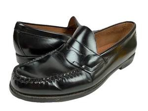 GH BASS Weejuns Walter Black Leather Shoes MENS 10.5D Penny Loafers - Picture 1 of 10