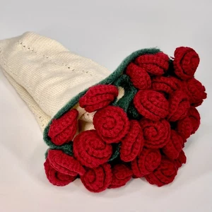 Manta de ramo de rosas de ganchillo hecha a mano Tiro de flores decorativo para decoración del hogar - Imagen 1 de 4