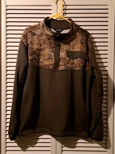 HABIT ~ Brown Green RAIDER 3D Camouflage ~ 1/4 Zip Pullover Sweater ~ Mens L - Picture 1 of 3