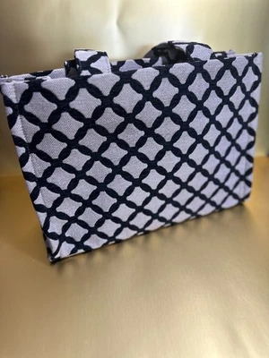 H&M Women's Cotton Blend Black and White Tote Bag - Image 1 of 4