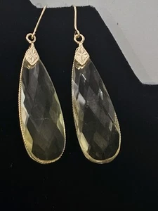 14k Citrine Gemstone Dangle Earrings. NWOT - Picture 1 of 8