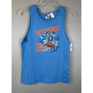 Energy Zone Blue Eat Concrete Skateboard Grafik Tank Top Kinder L 10/12 Y2K Neu mit Etikett - Bild 1 von 6